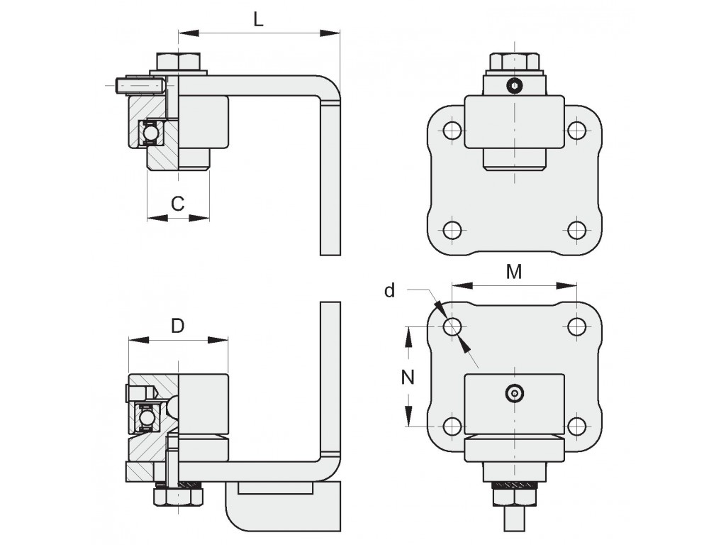 Coppia Cardini Regolabile D.40 Con Cuscinetto E Staffa 4