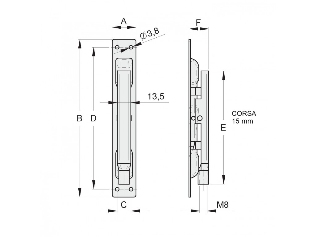 Catenaccio A Leva Per Serramenti In Metallo 24Mm Fac 320/24