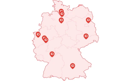 Deutschlandkarte mit FAGSI Mietstationen