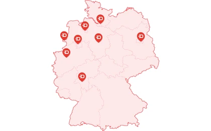 Deutschlandkarte mit Mietstationen von Wir-Vermieten