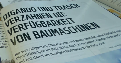 Foto des Interviews im PROTRADER Magazin: Digando & Traser verzahnen die Verfügbarkeit von Baumaschinen