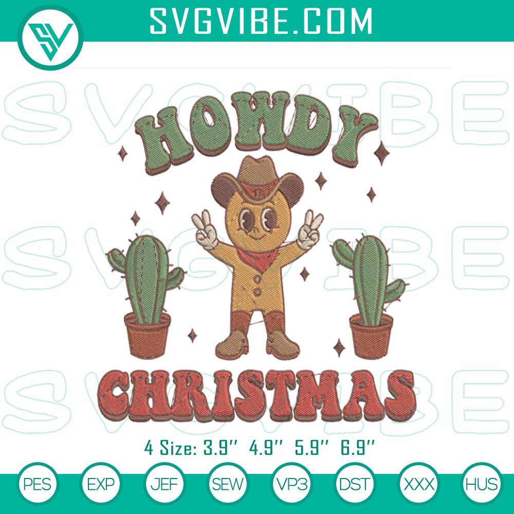 howdy christmas gingerbread man cowboy embroidery design files mockup