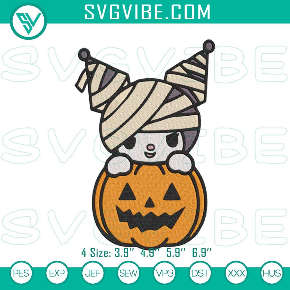 halloween kuromi pumpkin embroidery design files mockup