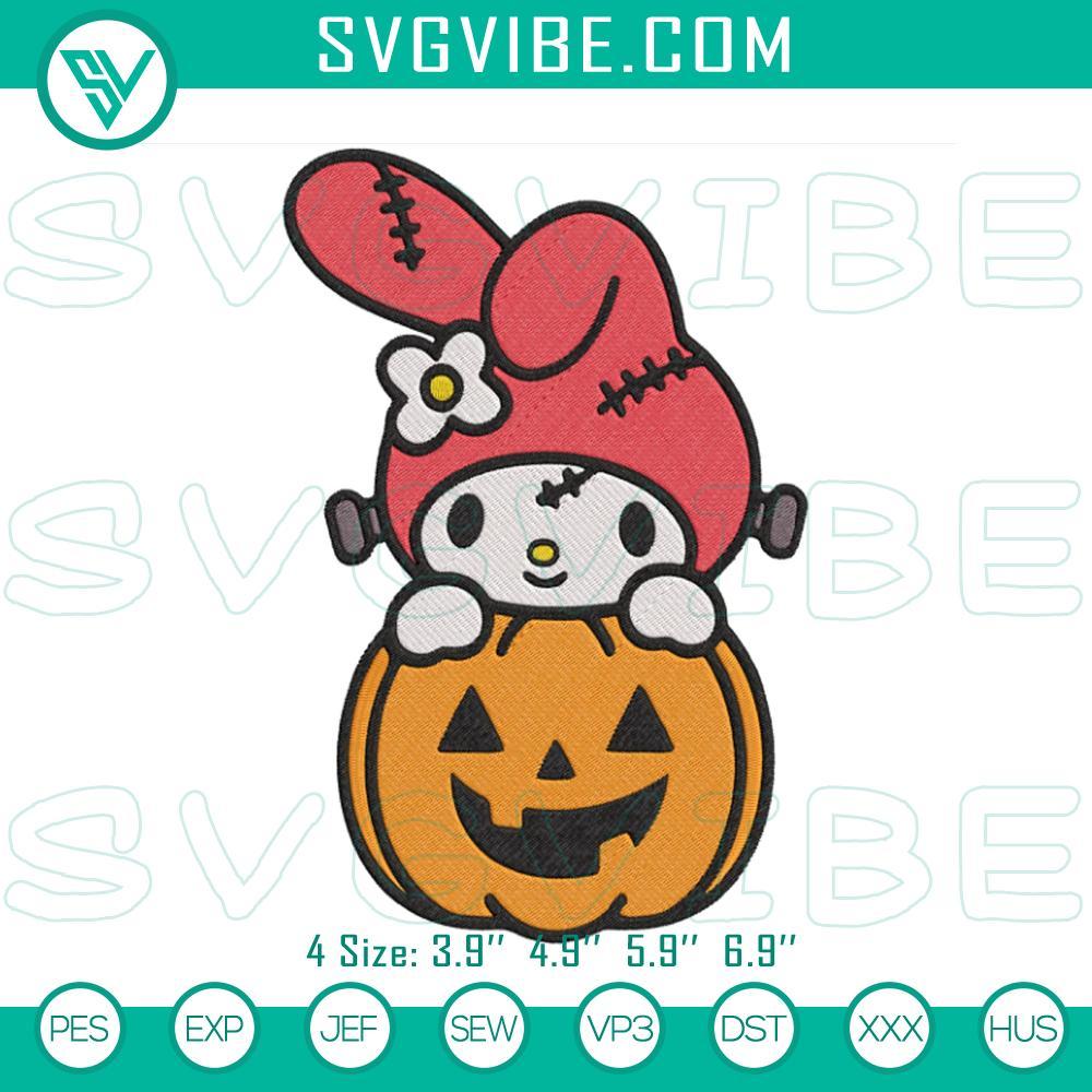 halloween my melody pumpkin embroidery design files mockup