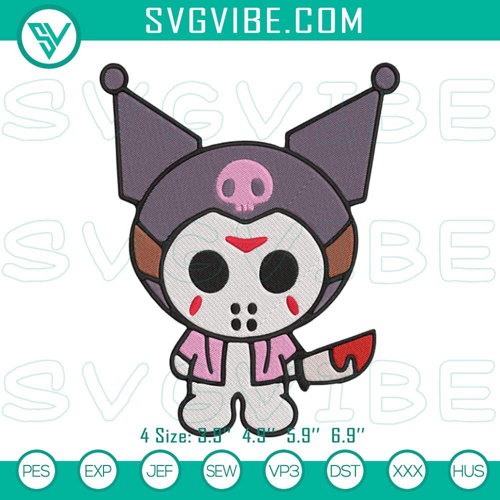 halloween kuromi jason voorhees embroidery design files mockup