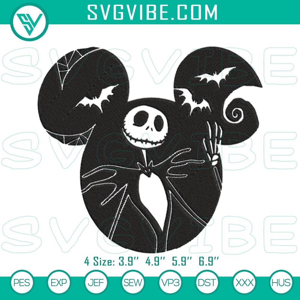 jack skellington mickey ears embroidery files nightmare before christmas disney embroidery designs mockup