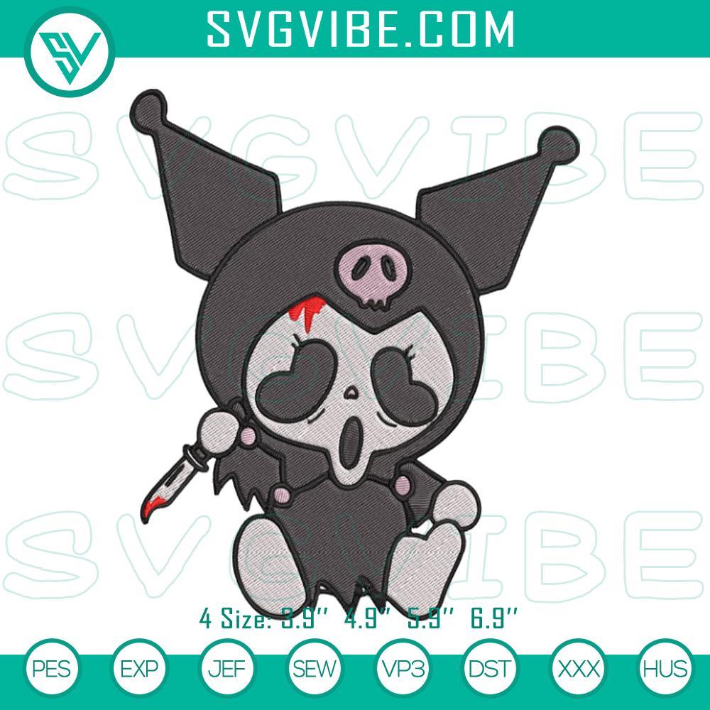 kuromi ghostface embroidery designs kuromi halloween embroidery files mockup