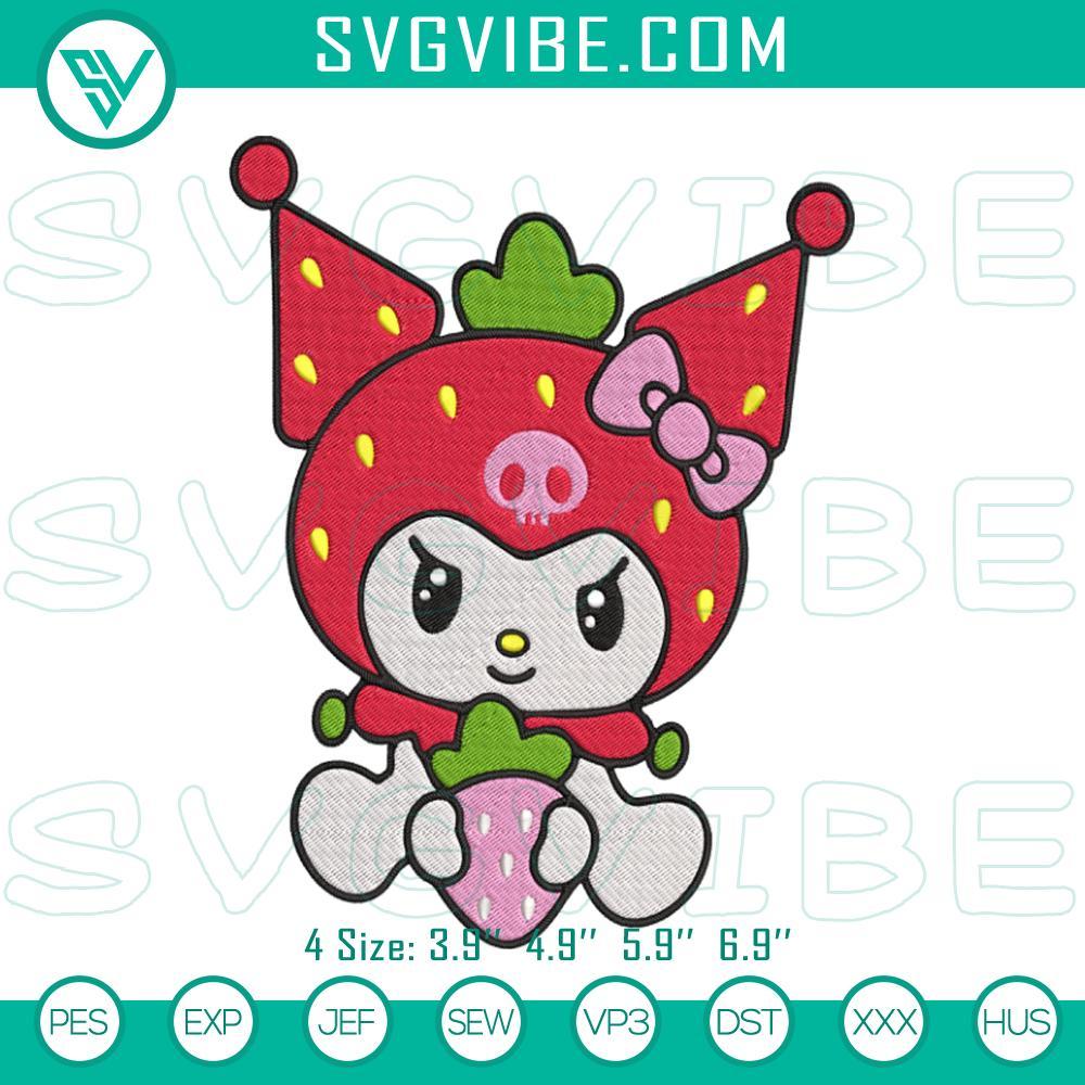 kuromi strawberry embroidery designs kuromi hello kitty machine embroidery pattern files mockup