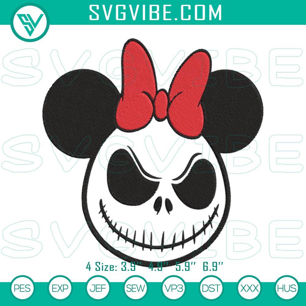 minnie head jack skellington machine embroidery design disney nightmare before christmas embroidery files mockup