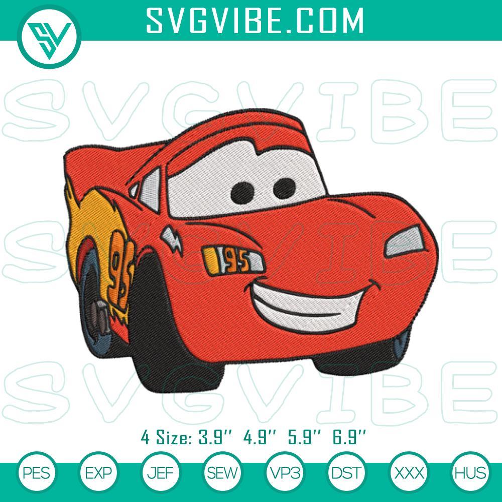 lightning mcqueen cars embroidery designs stock car cartoon embroidery files mockup