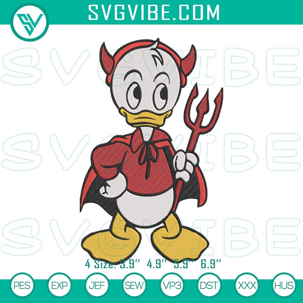 huey duck devil embroidery designs baby duck halloween embroidery pattern files mockup