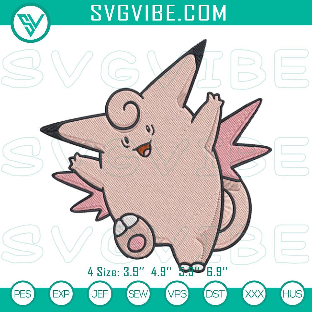 clefable pokemon embroidery pattern designs mockup