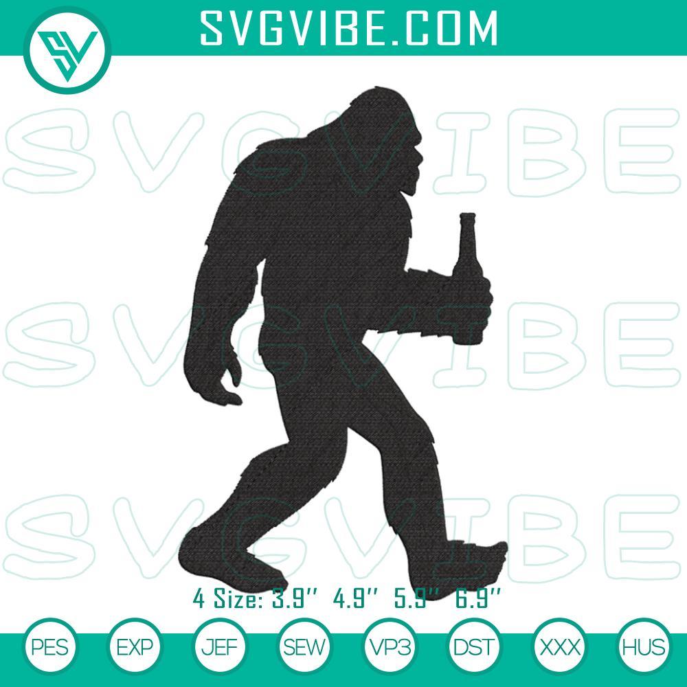 bigfoot beer embroidery designs sasquatch drinking embroidery files mockup