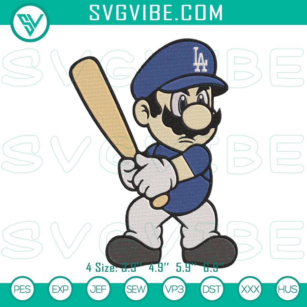 super mario los angeles dodgers embroidery design mario la baseball embroidery download file mockup