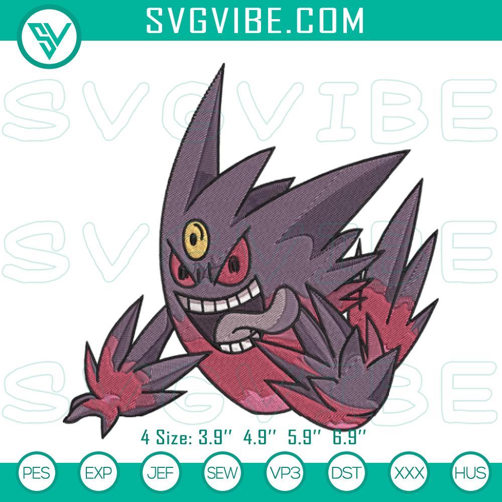 mega gengar machine embroidery designs ghost poison pokemon embroidery files mockup