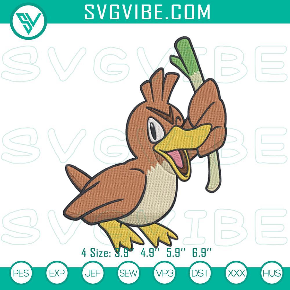 farfetch d machine embroidery designs wild duck pokemon embroidery files mockup