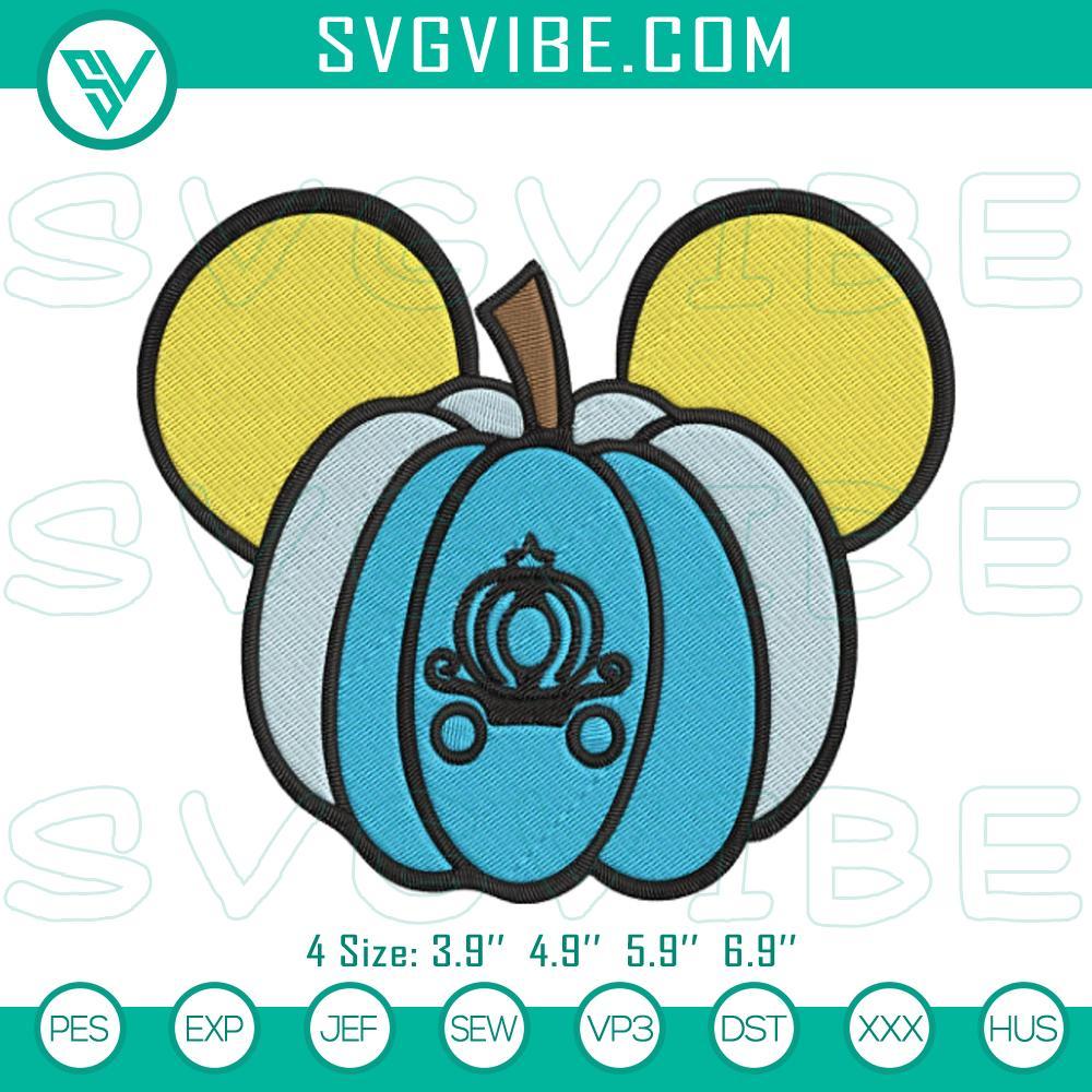 cinderella princess pumpkin mickey ears embroidery design cinderella halloween embroidery file mockup