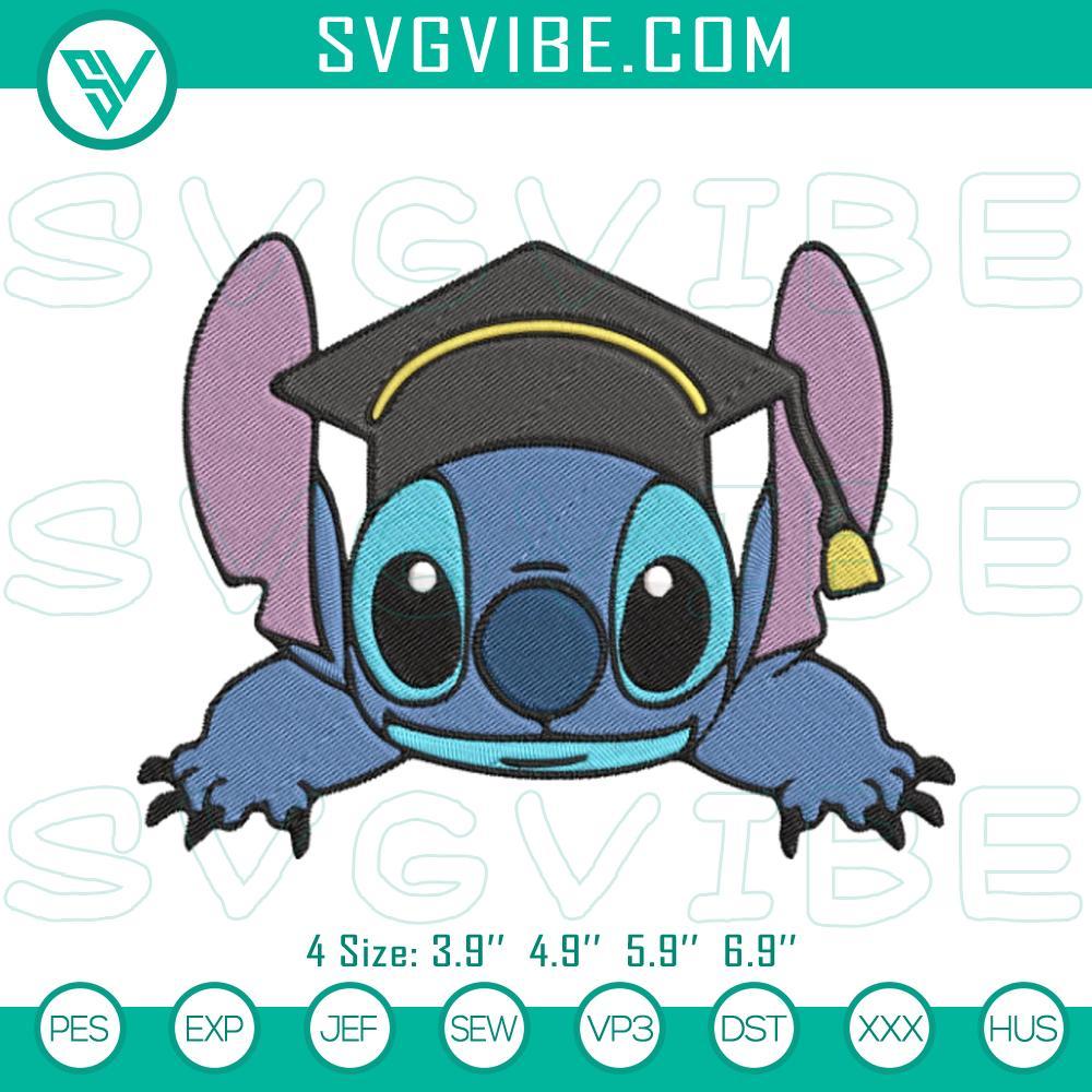 stitch graduation cap embroidery designs disney stitch senior class embroidery files mockup