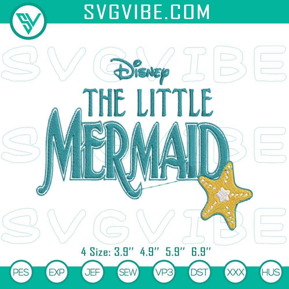 disney the little mermaid logo embroidery designs ariel movie embroidery files mockup