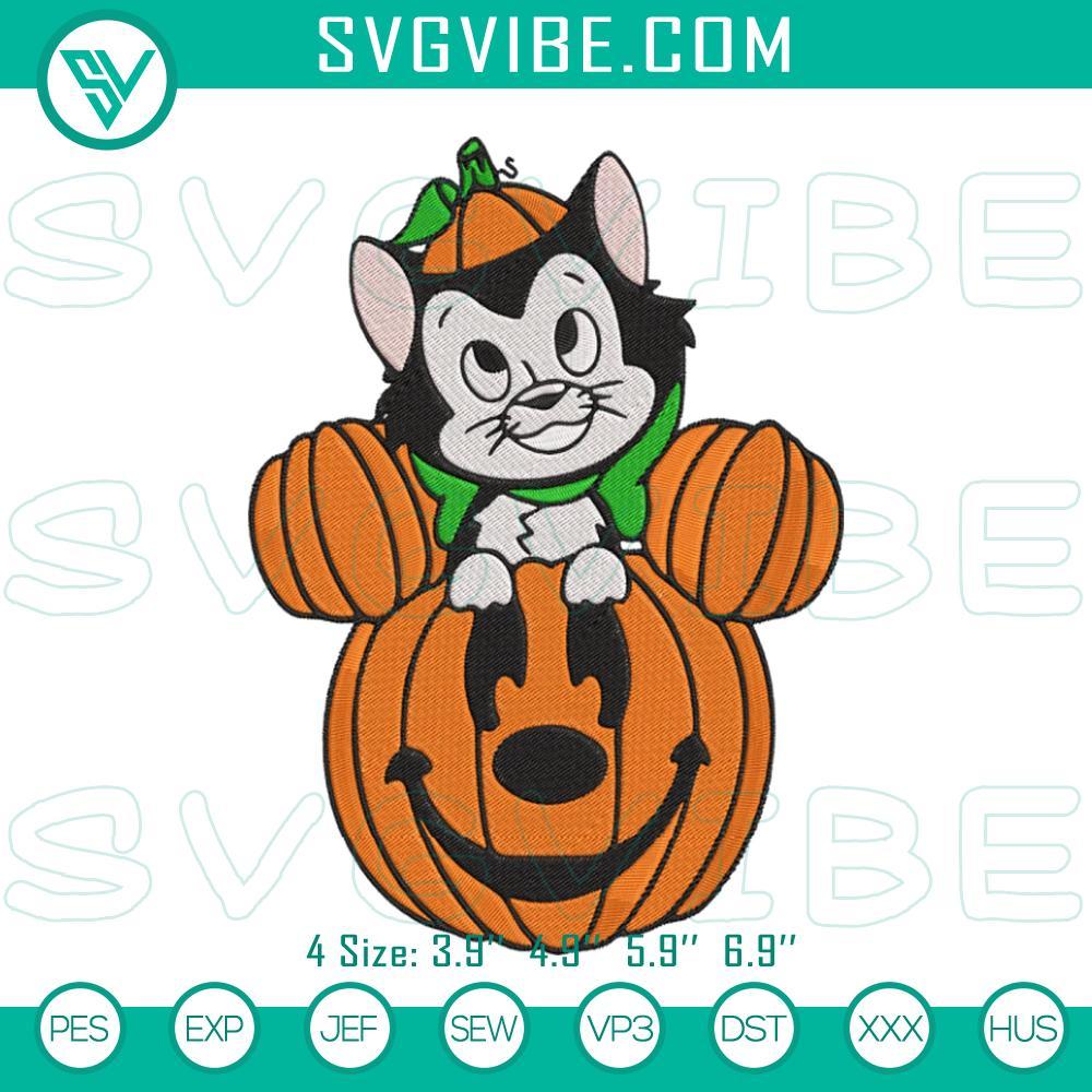 figaro cat pumpkin embroidery designs disney cat halloween embroidery files mockup