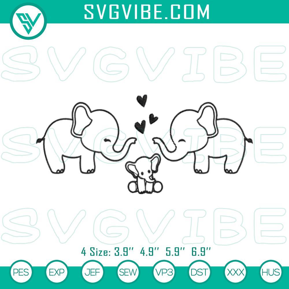 elephant family embroidery designs cute elephants embroidery files mockup