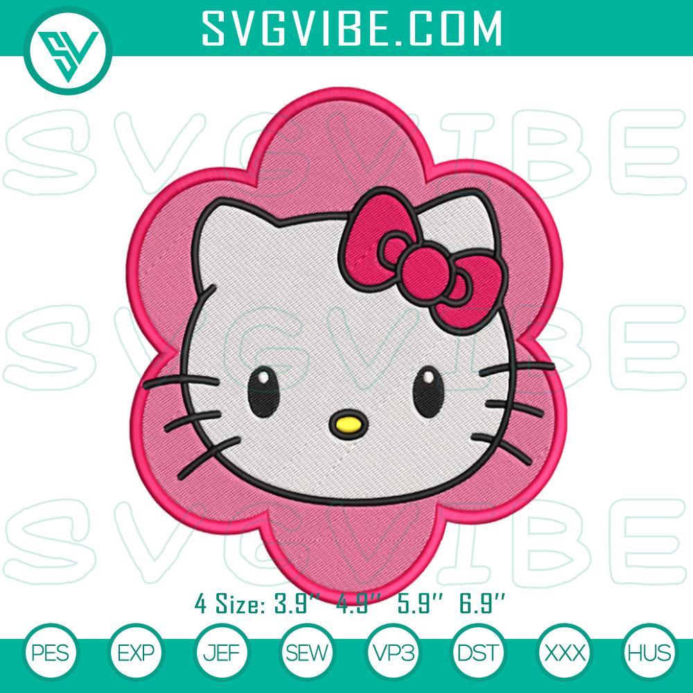 hello kitty face flower embroidery design download file mockup