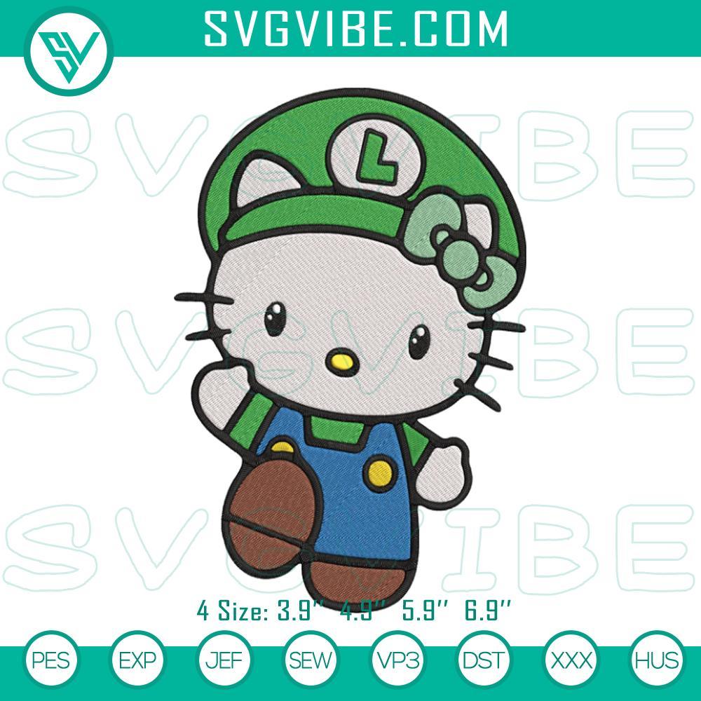 hello kitty luigi embroidery designs cute super mario luigi machine embroidery files mockup