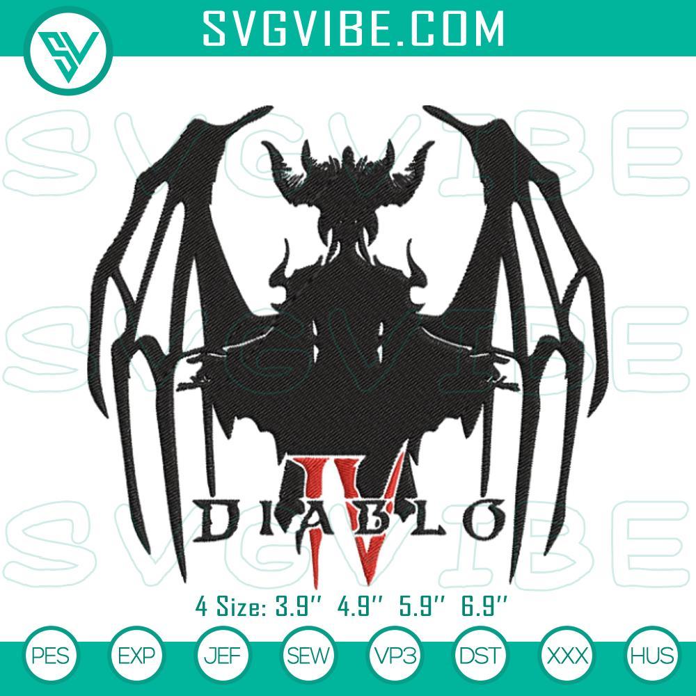 diablo 4 embroidery designs video game machine embroidery files mockup