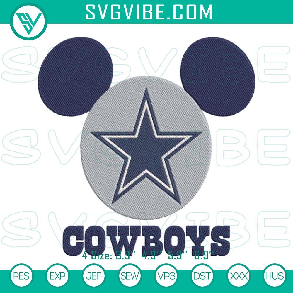 mickey mouse eears cowboys embroidery designs cute dallas cowboys fan machine embroidery files mockup