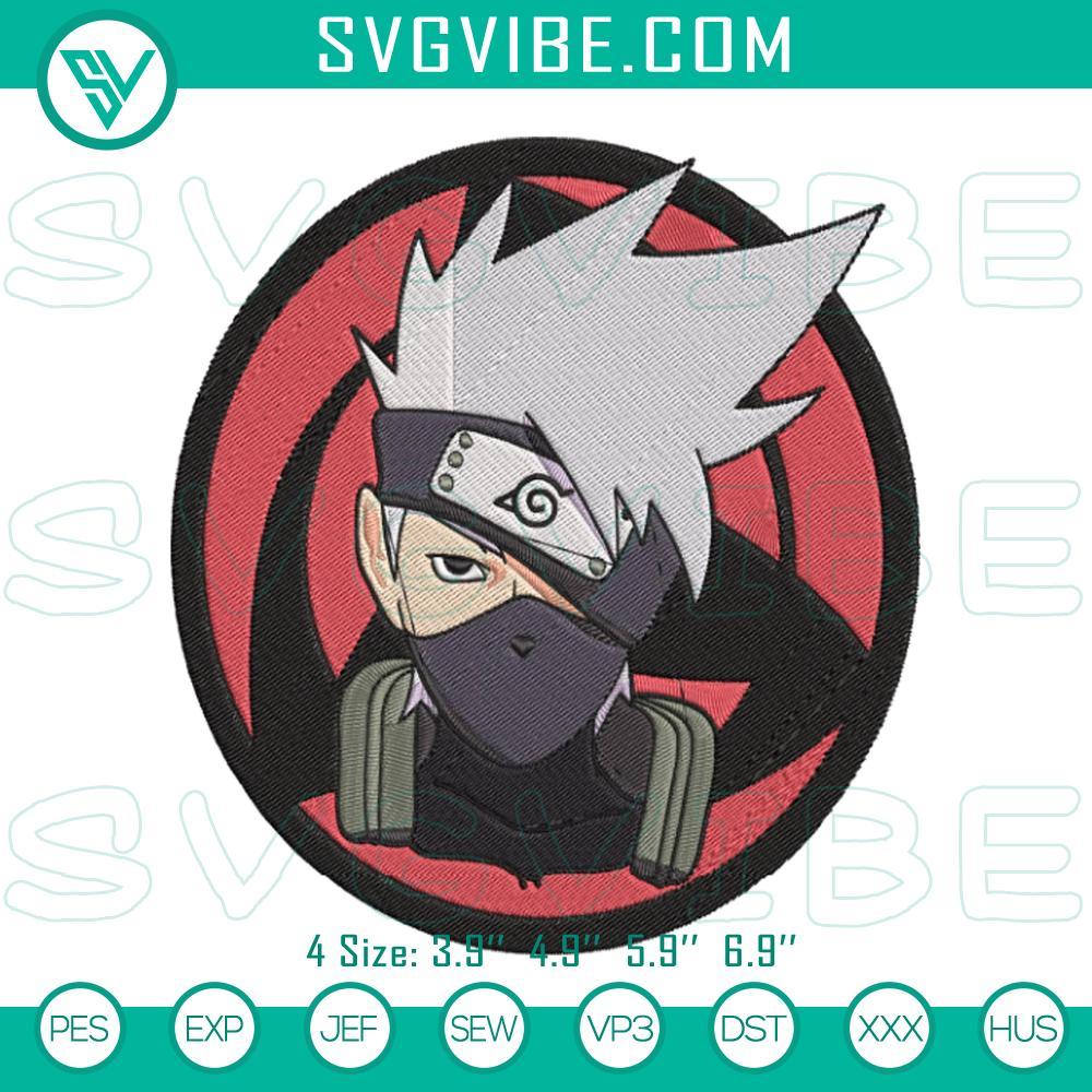 kakashi hatake embroidery designs naruto anime machine embroidery files mockup