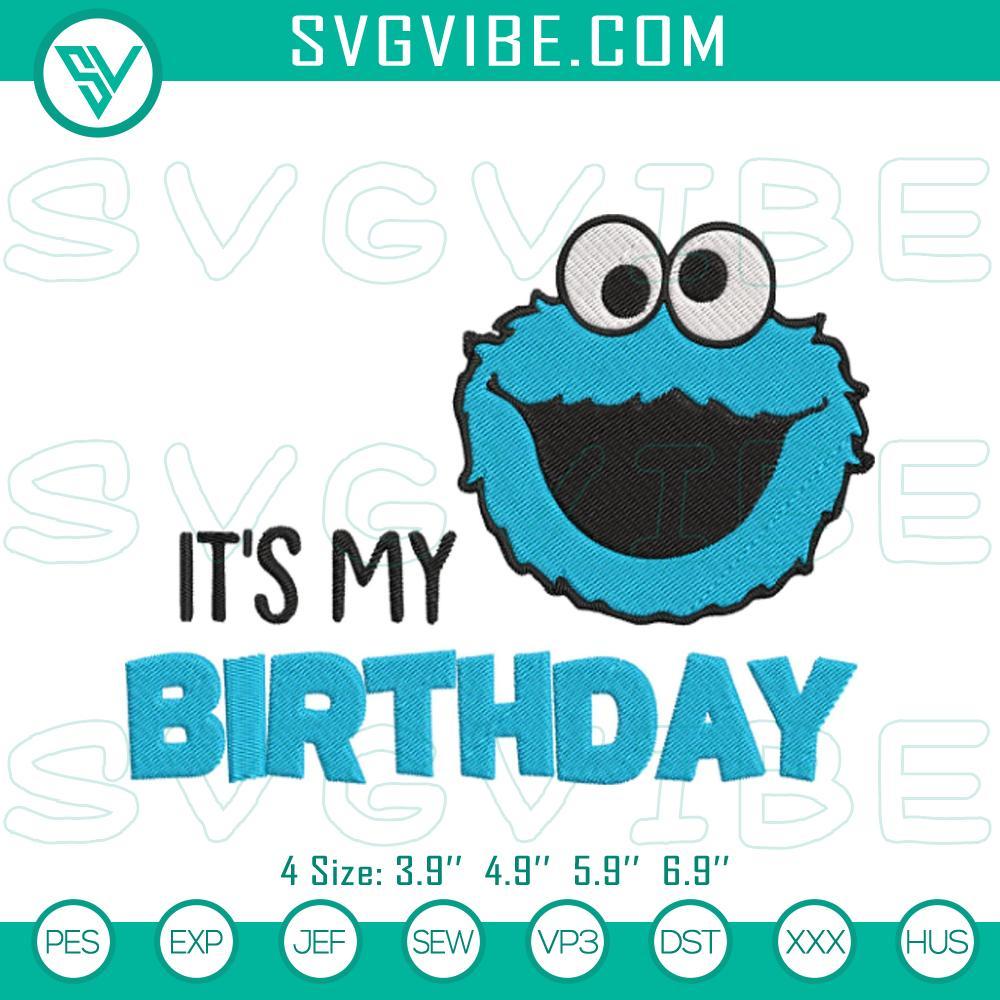 it s my birthday cookie monster machine embroidery designs muppet birthday party embroidery files mockup