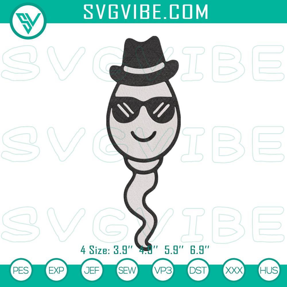 funny sperm with sunglasses embroidery designs we used to live in your balls embroidery files mockup