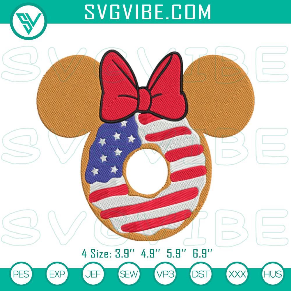 minnie american flag donut embroidery designs 4th of july disney machine embroidery files mockup