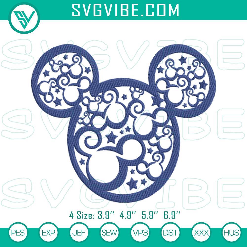 swirly mickey head stars embroidery design disney patriotic embroidery file mockup