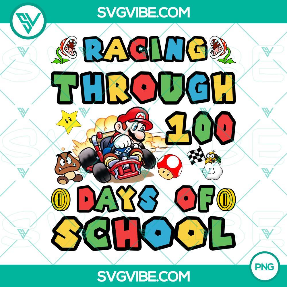 racing through 100 days of school png super mario 100th day of school png designs for shirts mockup