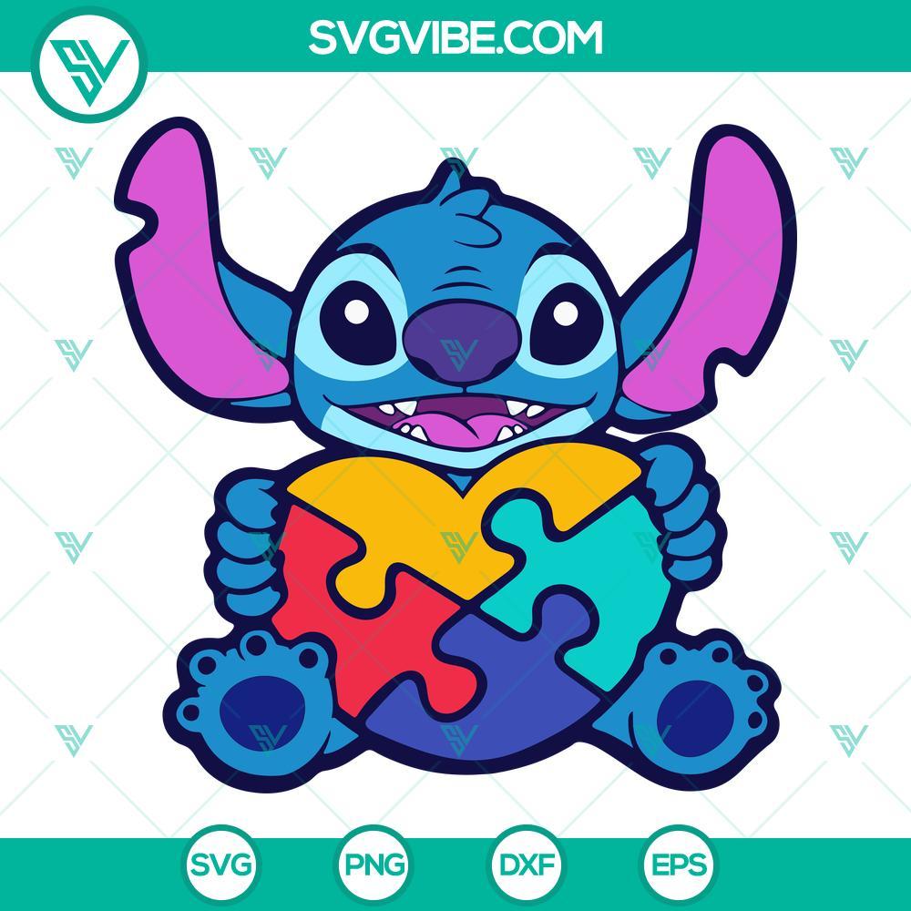 stitch with puzzle heart svg autism support svg 2nd april svg autism awareness month svg png dxf eps 1 mockup