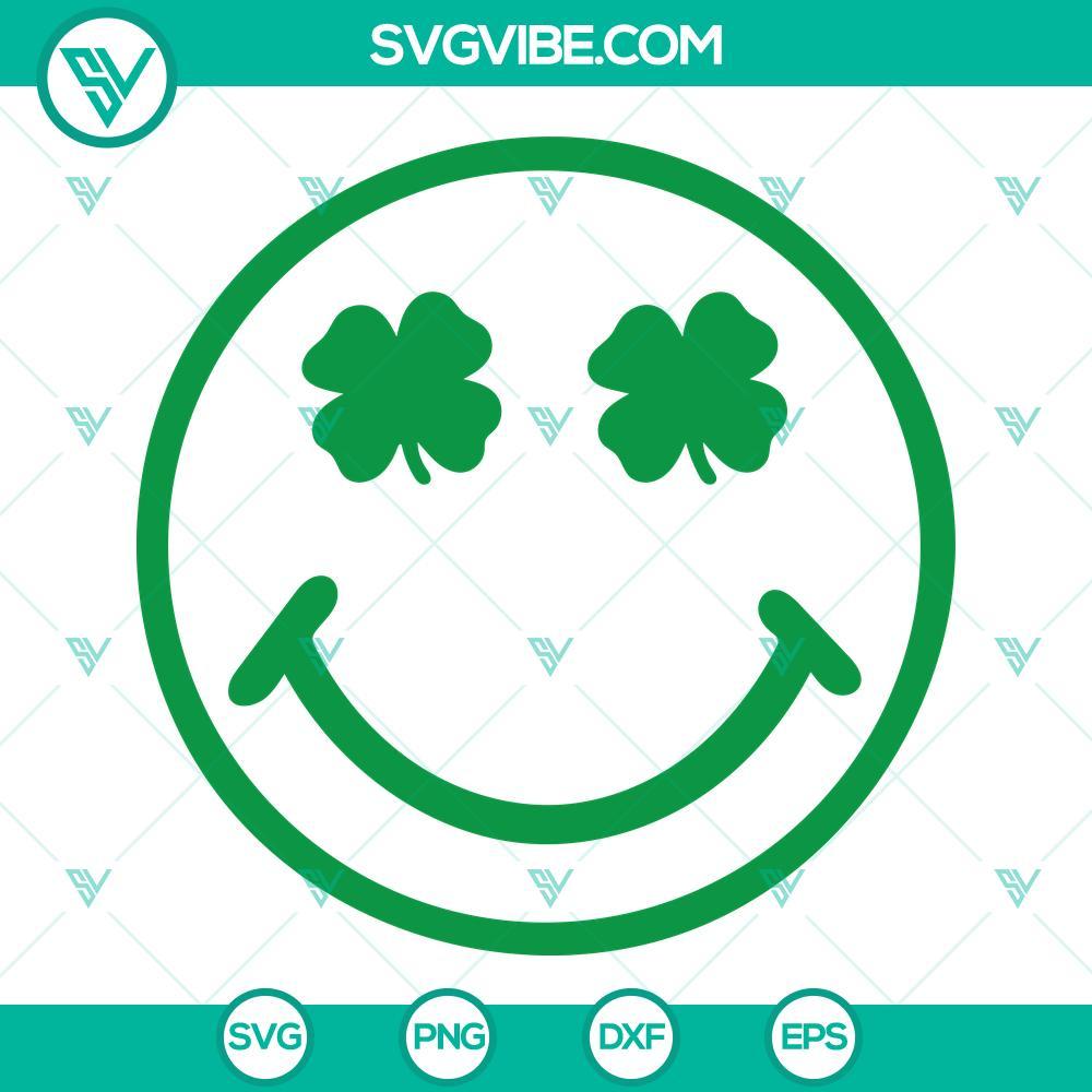 shamrock smiley face svg retro lucky clover svg saint patricks day svg png dxf eps 9 mockup