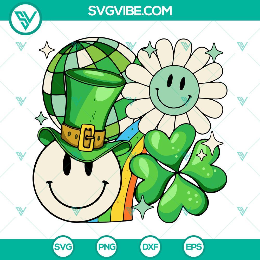 retro lucky smiley face svg green disco ball svg st patrick s day svg png dxf eps files 8 mockup