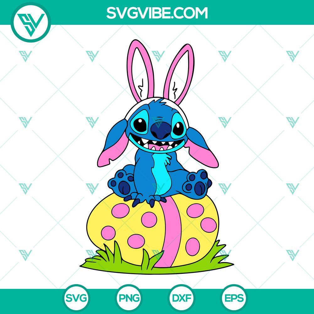 bunny stitch on easter egg svg lilo and stitch holiday svg happy easter cartoon svg png dxf eps 10 mockup