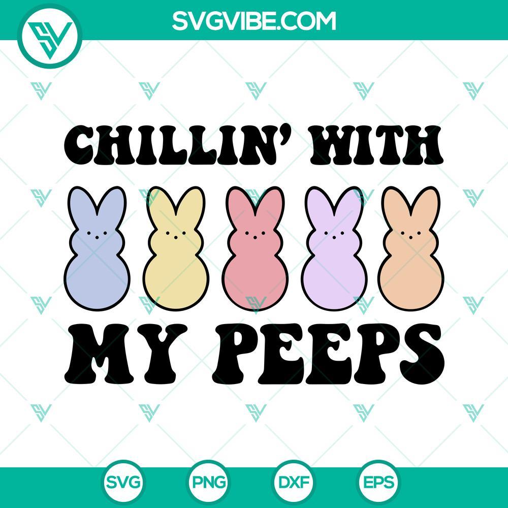 chillin with my peeps svg cute easter bunny rabbit svg retro easter svg png dxf eps cut files 5 mockup