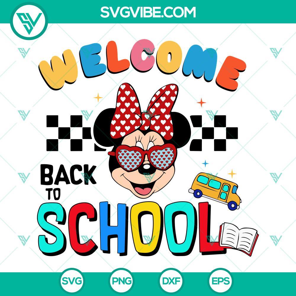 welcome back to school minnie svg teacher svg kids school svg first day of school svg png dxf eps 2 mockup