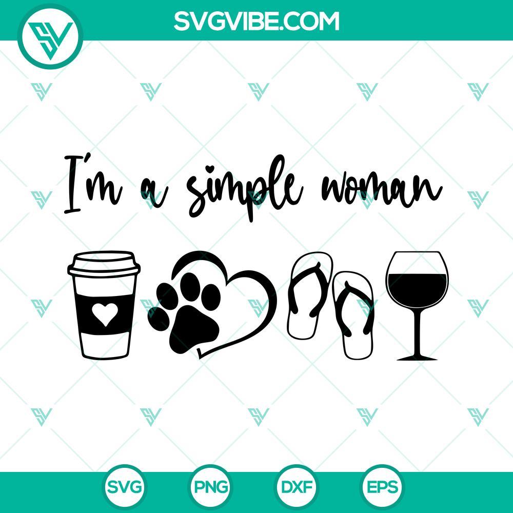 im a simple woman svg i love coffee dog wine svg flip flop svg png dxf eps files 2 mockup