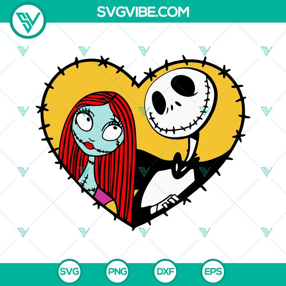 jack and sally heart svg nightmare before christmas svg halloween movie svg png dxf eps cricut 3 mockup