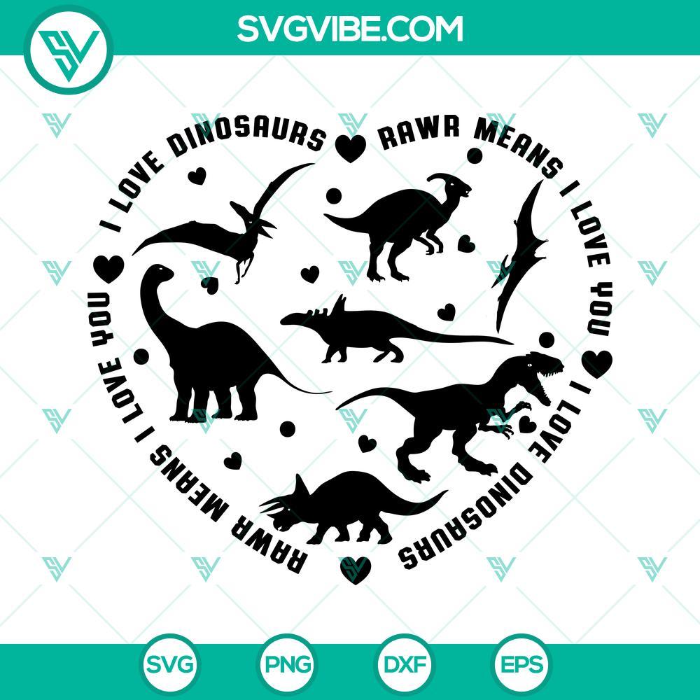 dinosaur heart svg bundle i love dinosaurs svg rawr means i love you svg dinosaur valentine svg png dxf eps 1 mockup