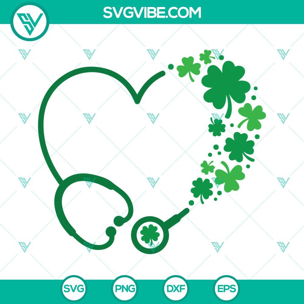 heart stethoscope shamrock svg shamrock clover svg st patrick s day lucky nurse svg png dxf eps 3 mockup