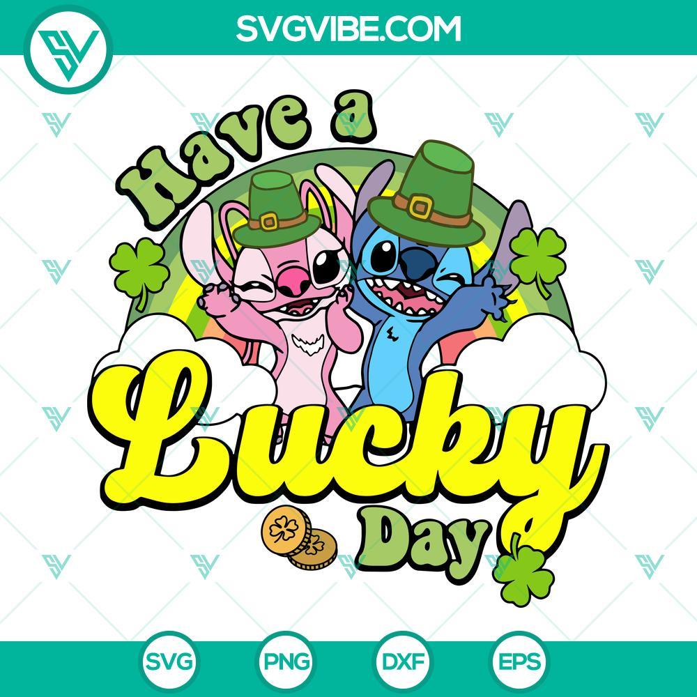 stitch have a lucky day svg stitch angel st patricks day svg png dxf eps 1 mockup