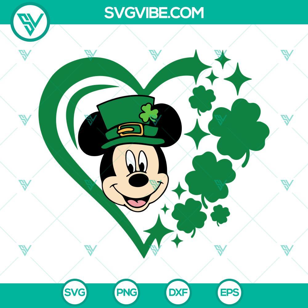 mickey clover heart svg disney mouse leprechaun svg shamrock heart svg st patricks day love svg png dxf eps files 6 mockup