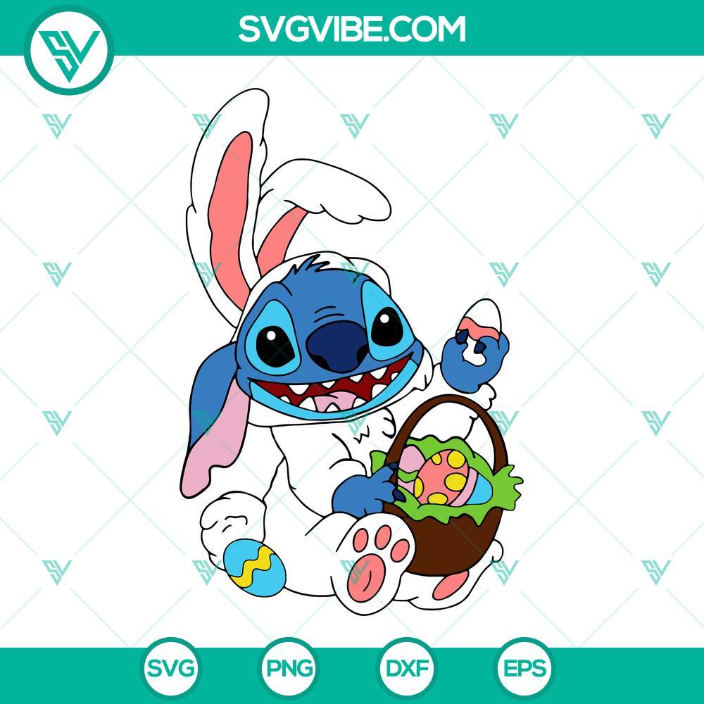 stitch bunny with easter eggs svg lilo and stitch easter svg png dxf eps files 3 mockup