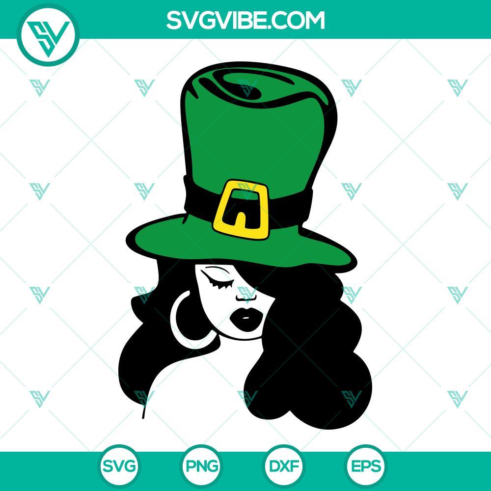 afro woman leprechaun hat svg lucky svg st patricks day svg png dxf eps 3 mockup