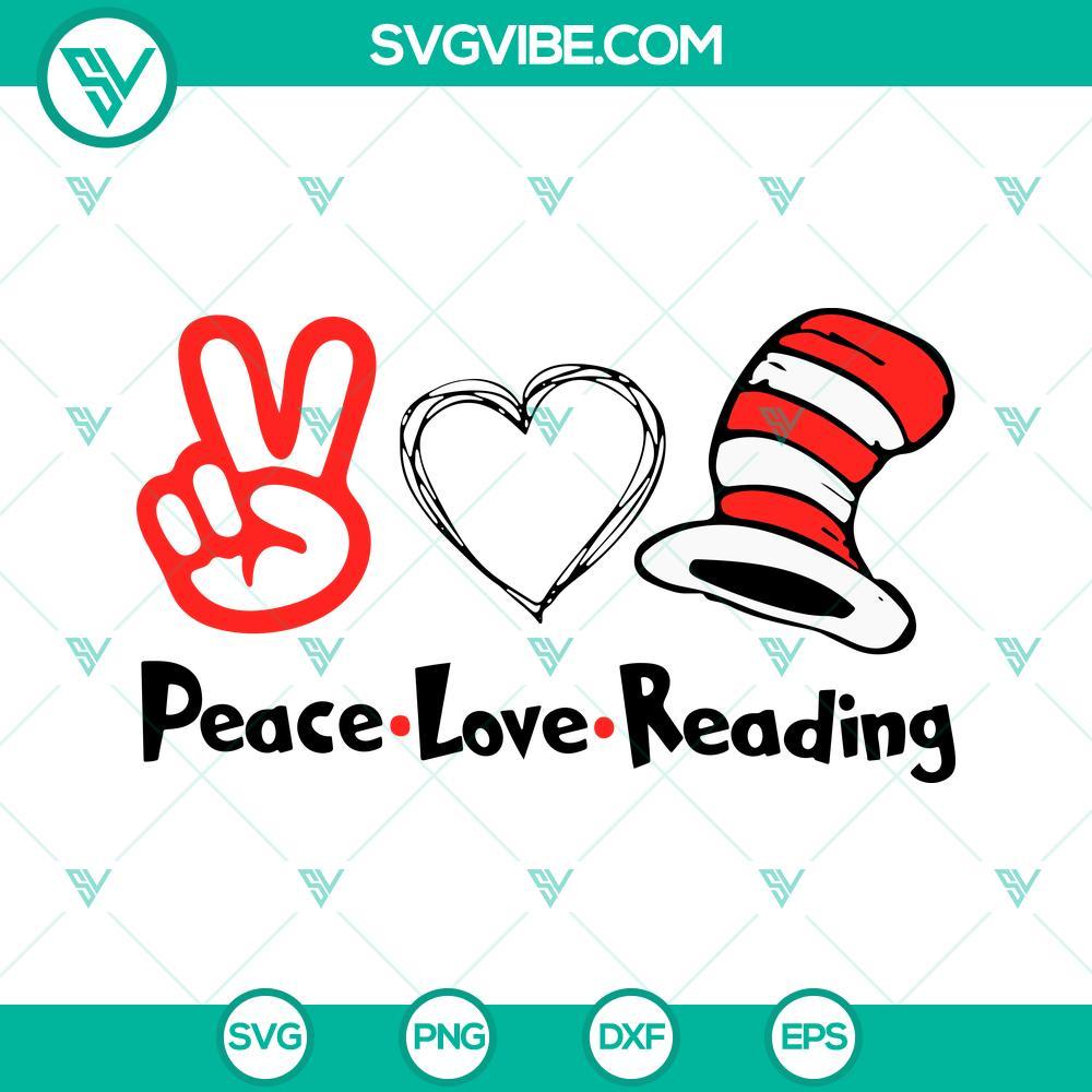 peace love reading svg read across america day svg dr seuss svg png dxf eps silhouette cricut 10 mockup